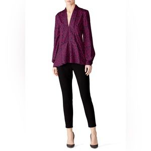 Derek Lam Plum Animal Print Blouse Size 42 IT / 6 US $225